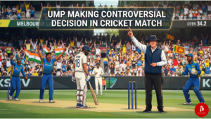Umpire making controversial decision in cricket match