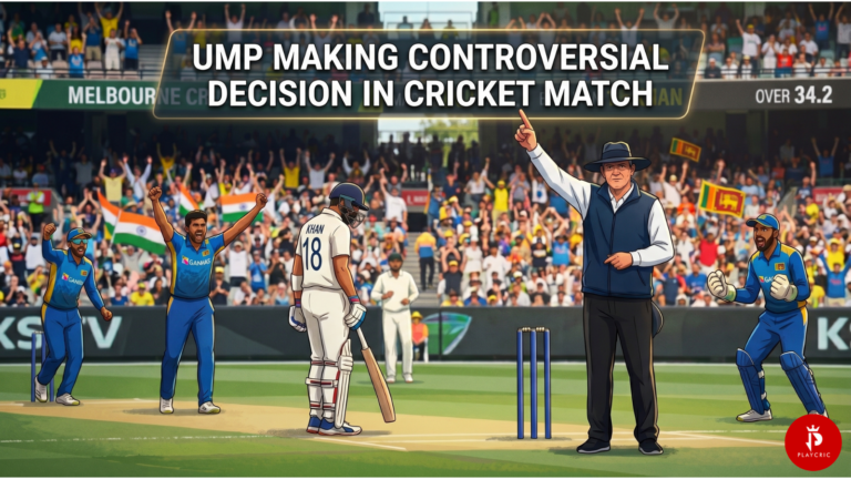 Umpire making controversial decision in cricket match