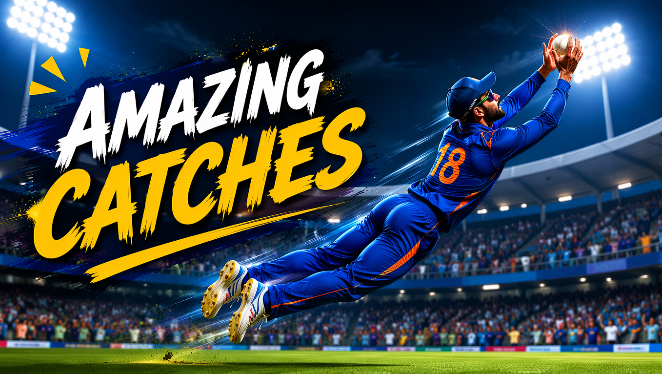Player taking amazing catch in the air